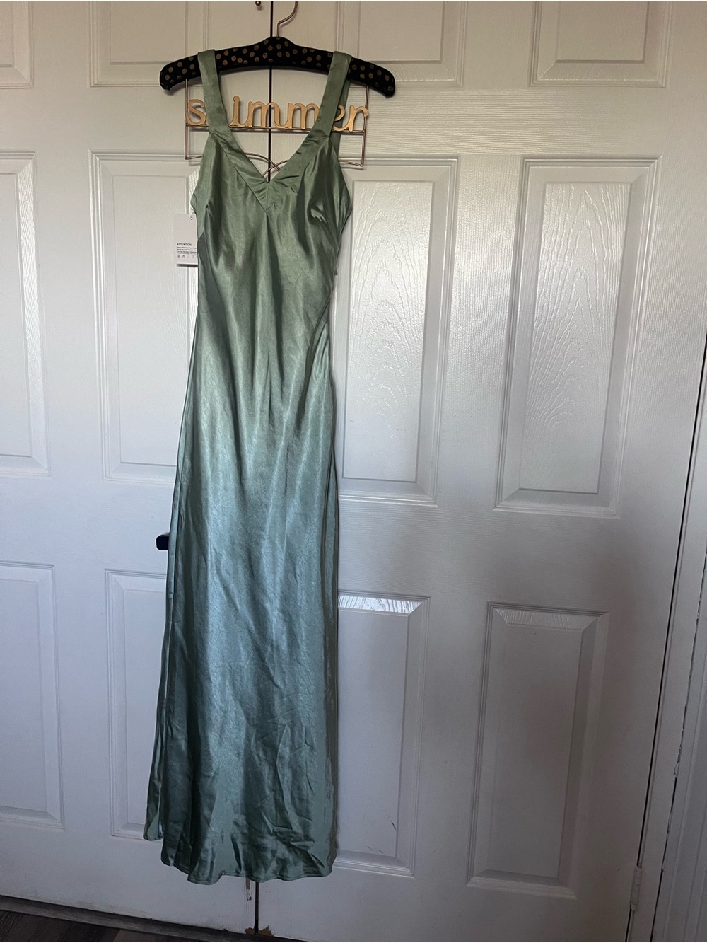 Satin Slip Maxi Dress in Sage Green